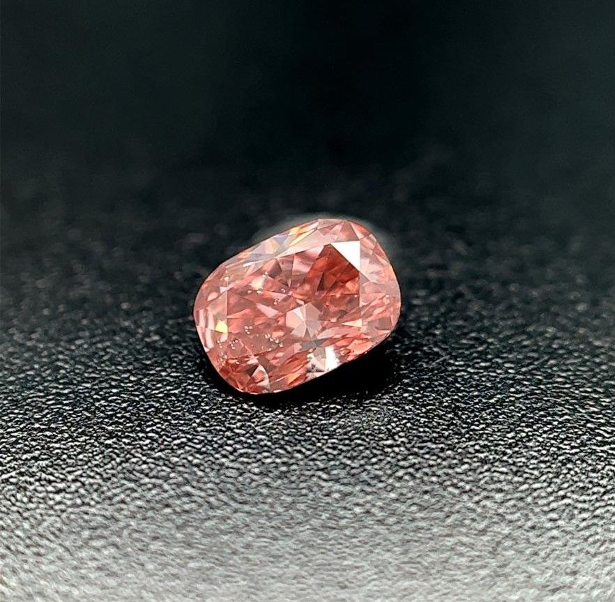 0.42 Carat Cushion modified Diamond Fancy Intense Orangey Pink I1