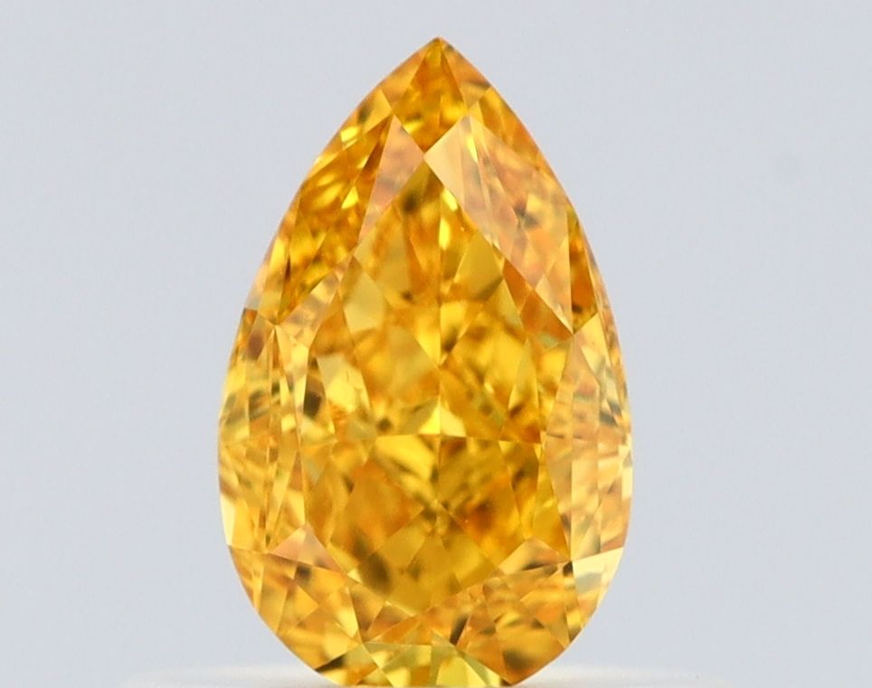 0.51 Carat Pear Diamond Fancy Vivid Orangey Yellow VS1