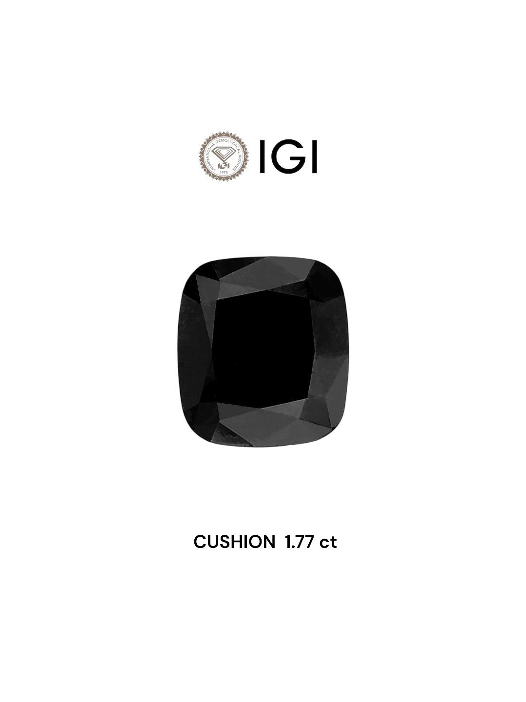 1.77 Carat Cushion brilliant Diamond Fancy Black 
