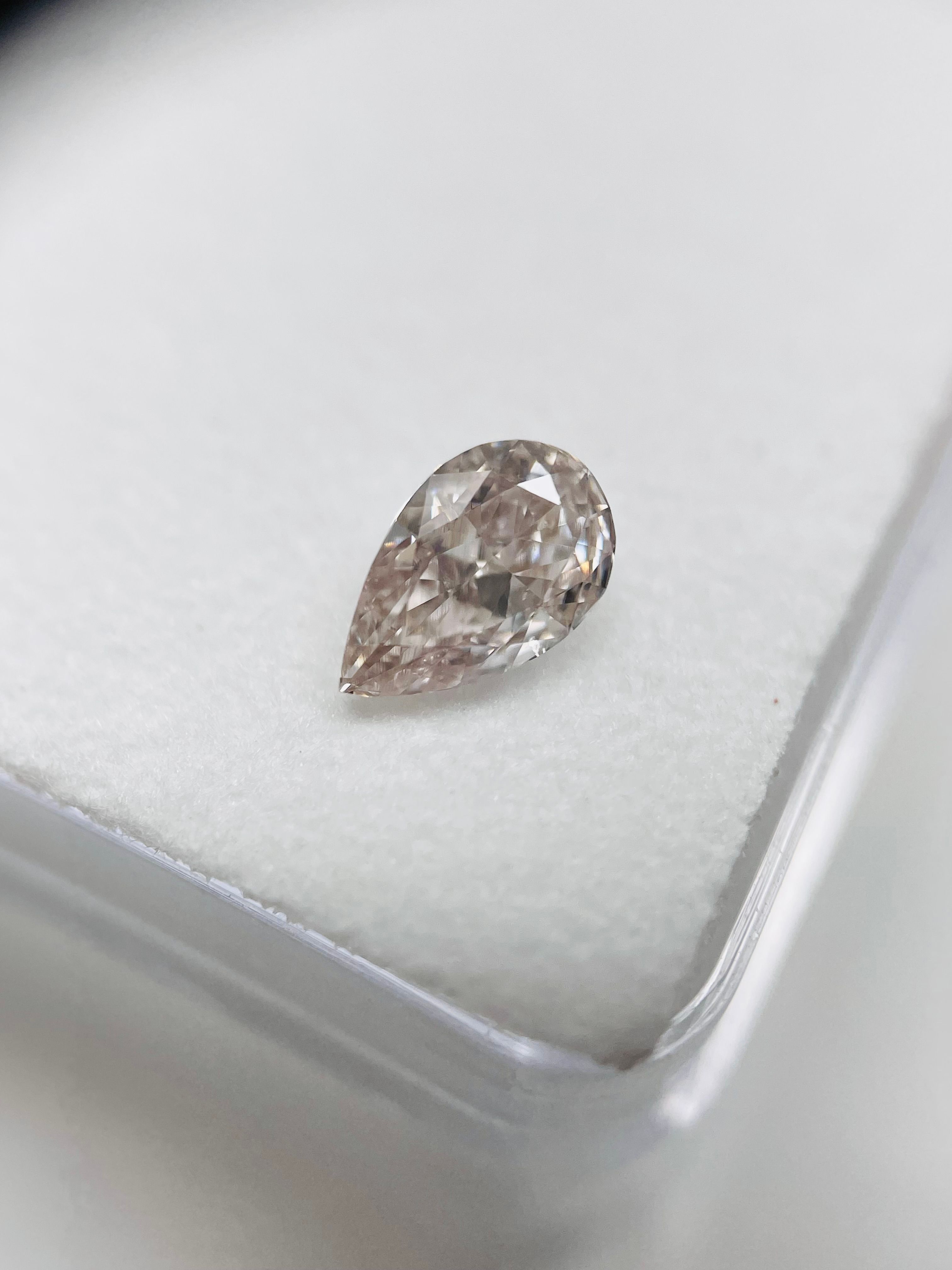 0.39 Carat Pear Diamond Light Pinkish Brown SI2