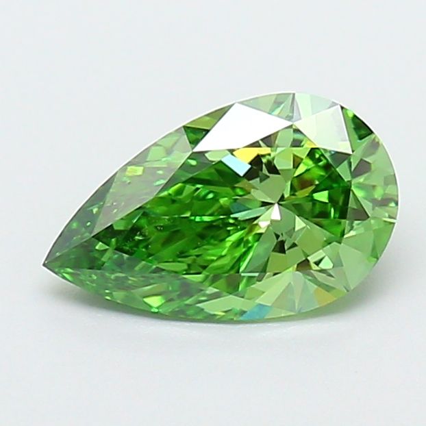 1.03 carat fancy vivid green VVS2 EX Cut IGI pear diamond