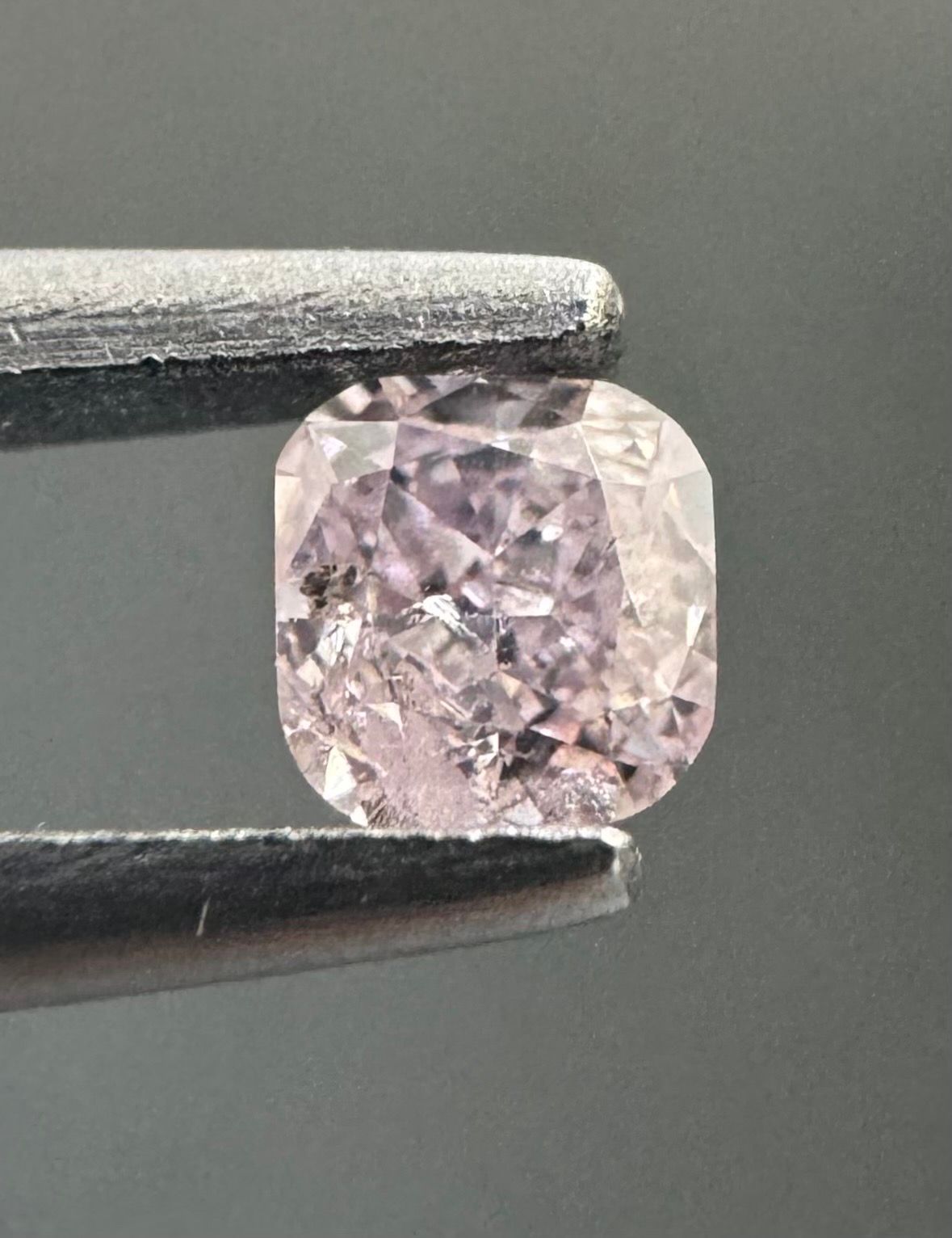 0.12 Carat Square Diamond Fancy Purplish Pink 
