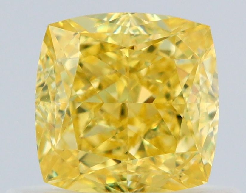 0.67 Carat Cushion brilliant Diamond Fancy Intense Yellow VVS1
