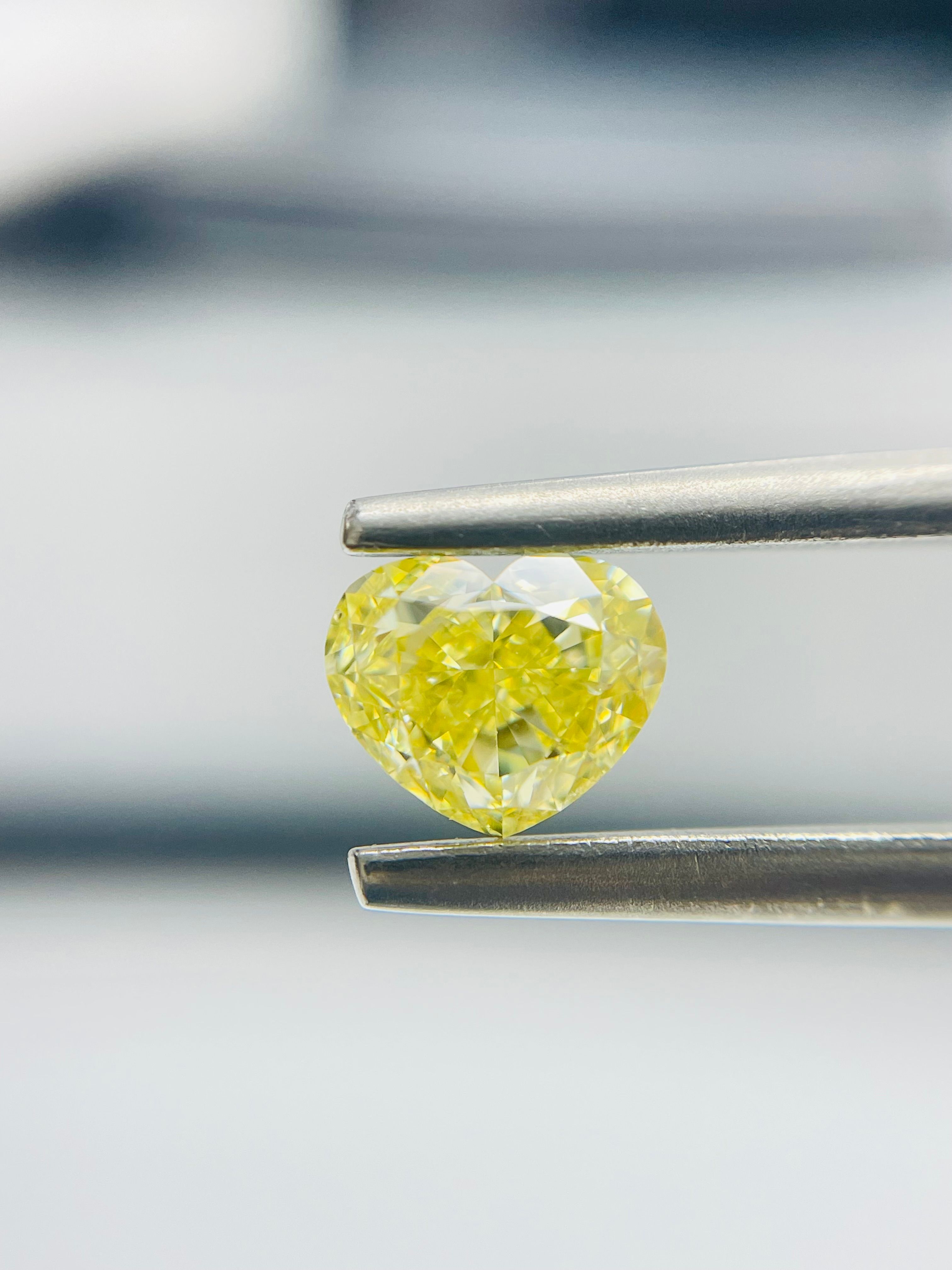 1.01 Carat Heart Diamond Fancy Intense Yellow SI1