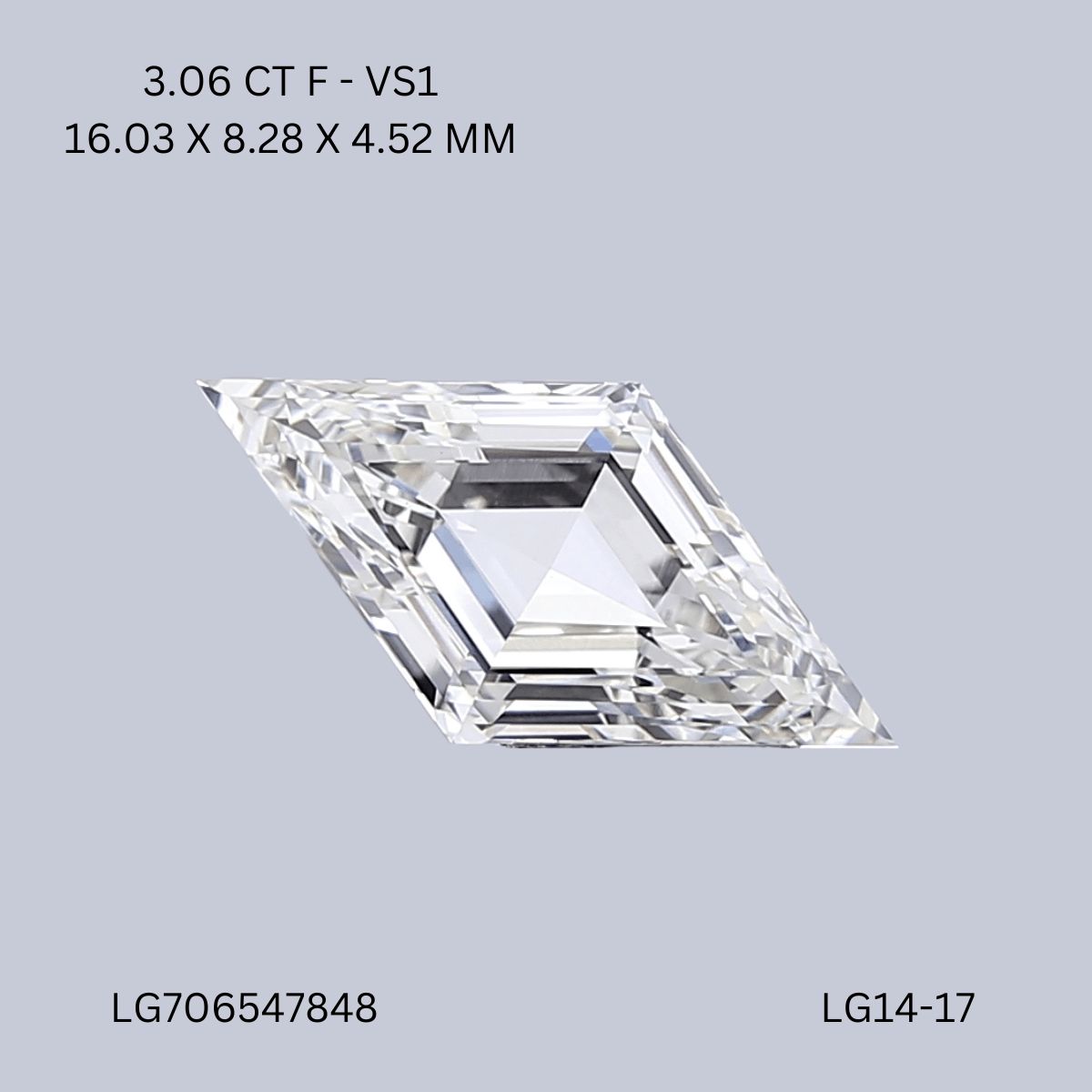 3.06 ct lab-grown Lozenge Diamond