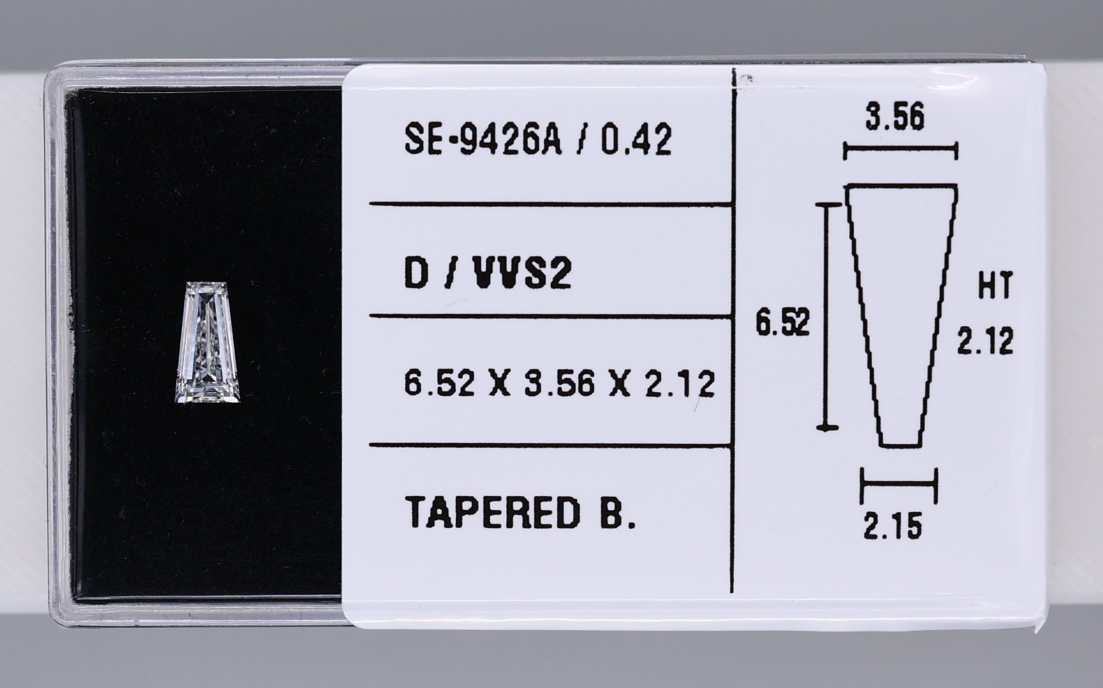 0.42 Carat Tapered baguette Diamond D VVS2
