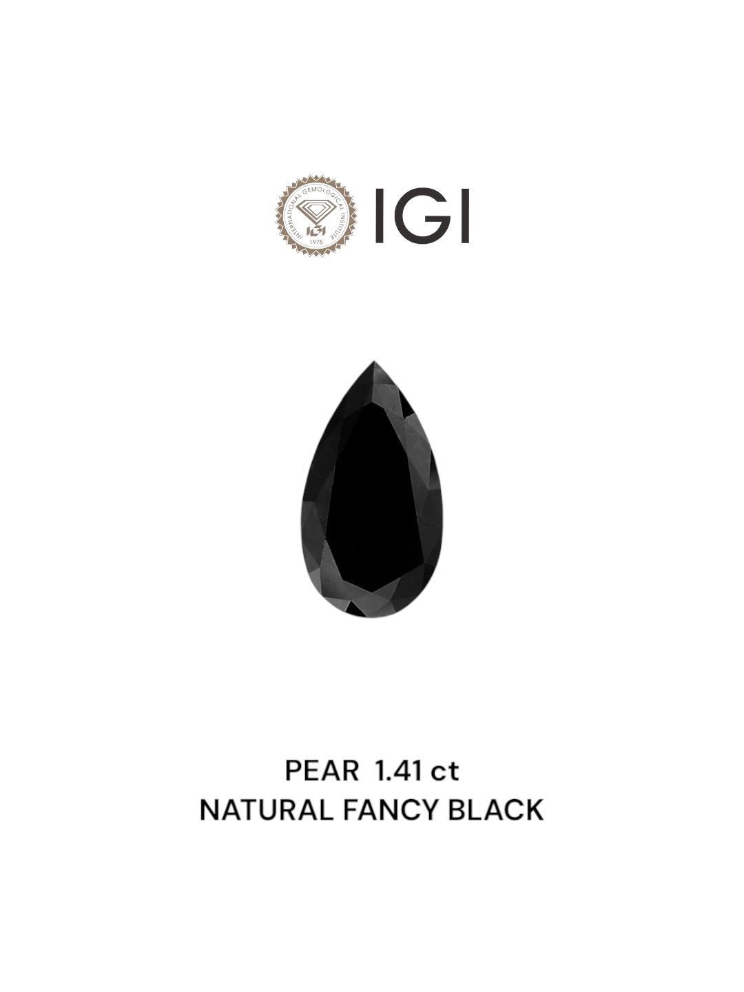 1.41 Carat Pear Diamond Fancy Black 