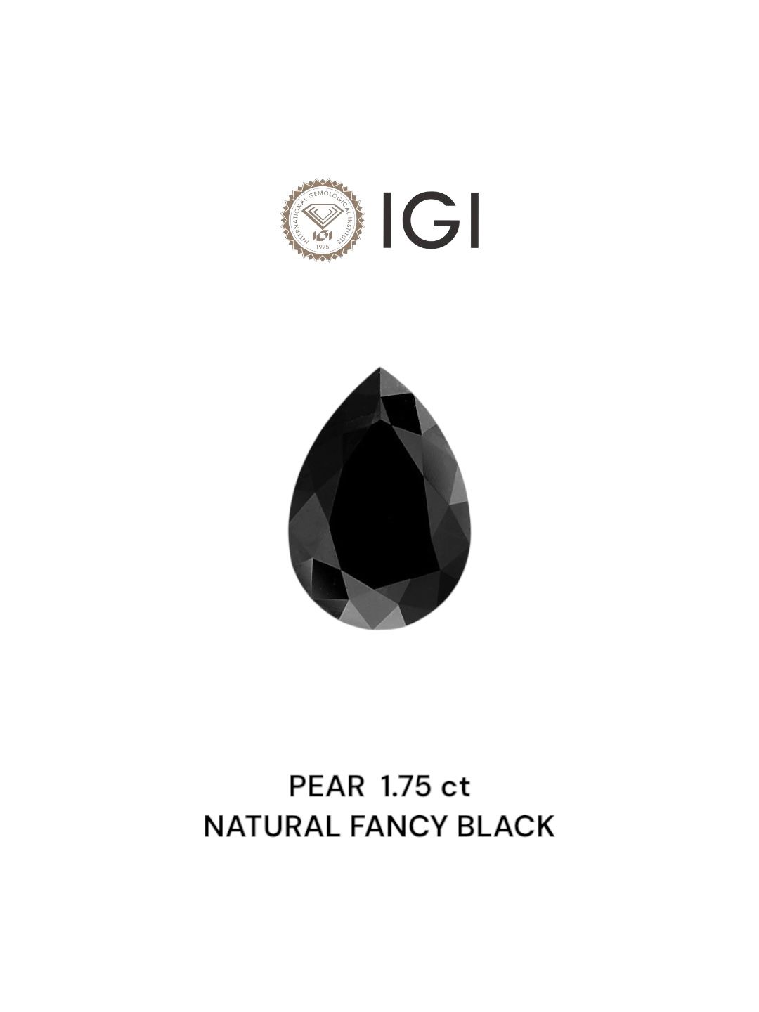 1.75 Carat Pear Diamond Fancy Black 
