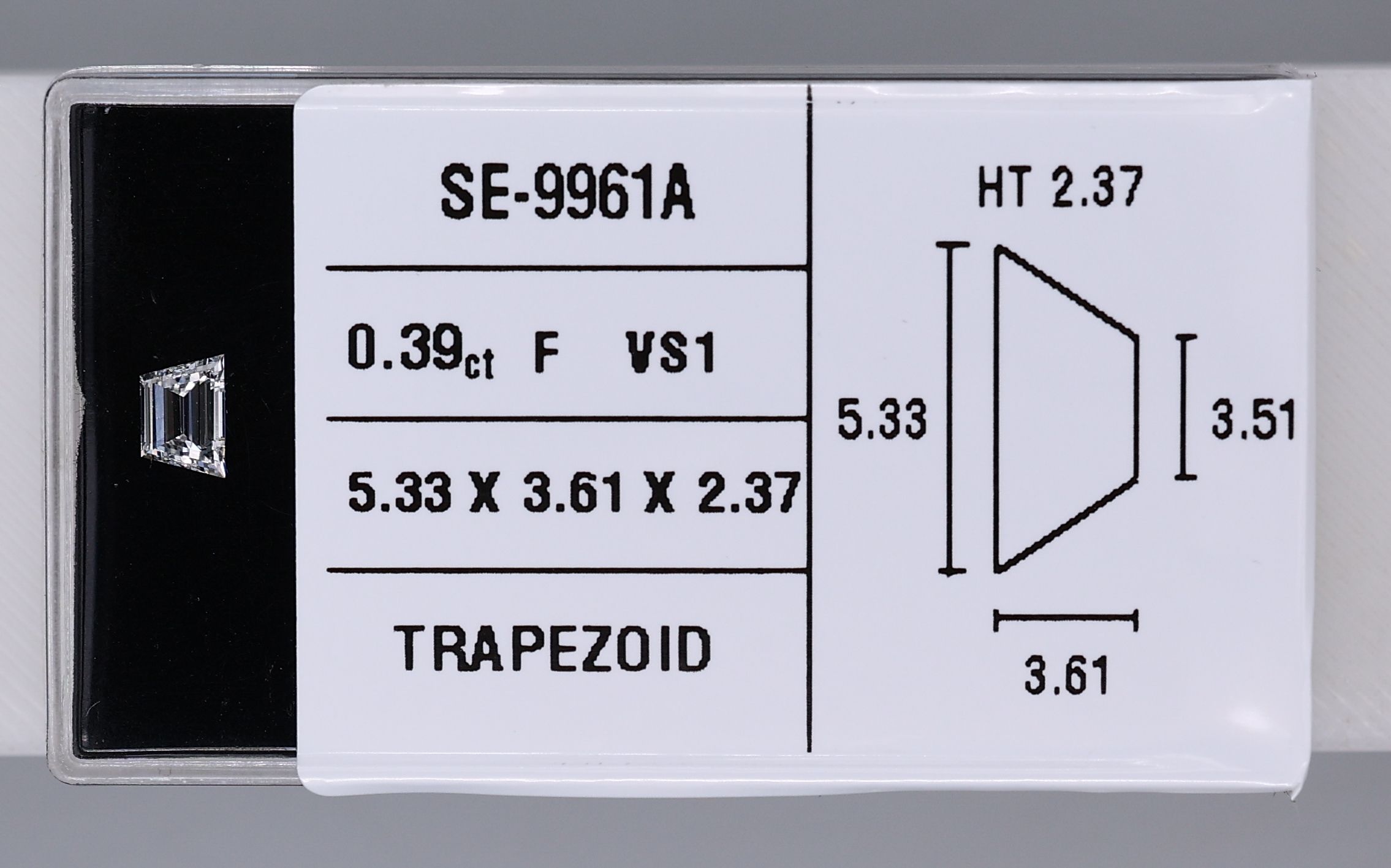 0.39 Carat Trapezoid Diamond F VS1