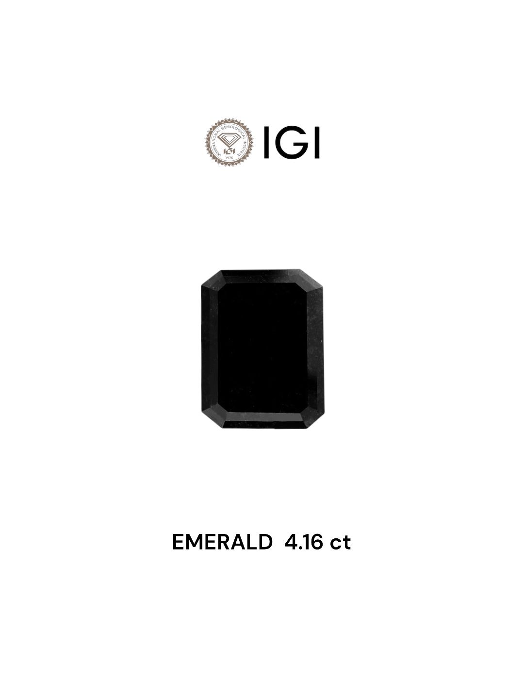 4.16 Carat Emerald Diamond Fancy Black 