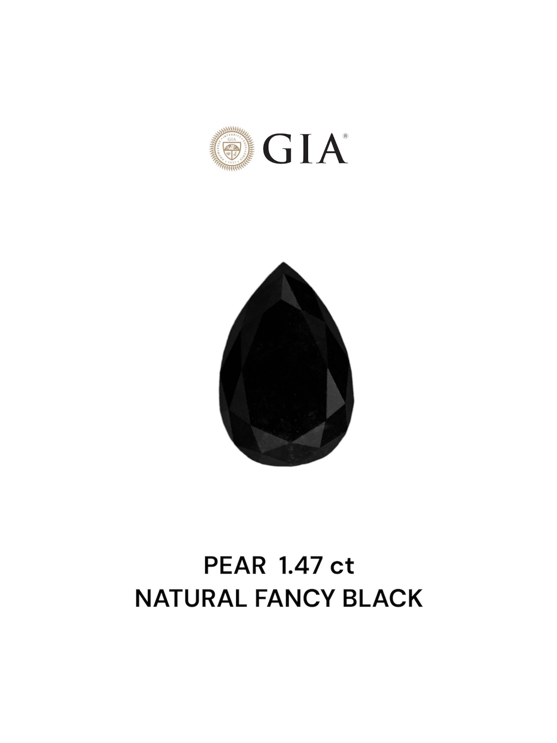 1.47 Carat Pear Diamond Fancy Black VVS2