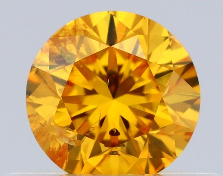 0.4 Carat Round Diamond Fancy Vivid Orangey Yellow I2
