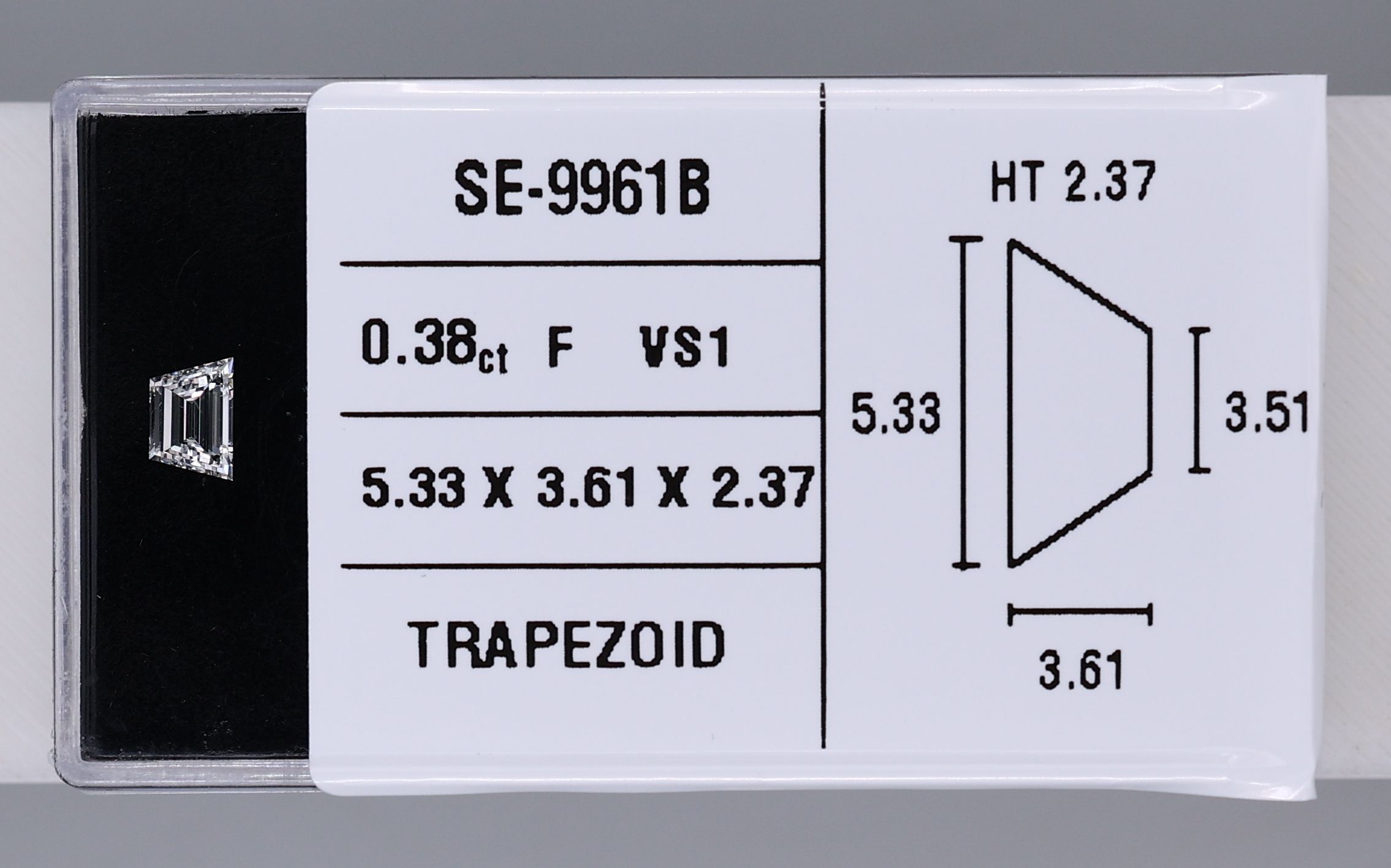 0.38 Carat Trapezoid Diamond F VS1