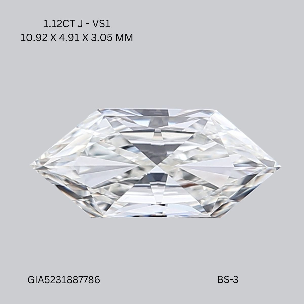 1.12 Carat Hexagonal Diamond J VS1