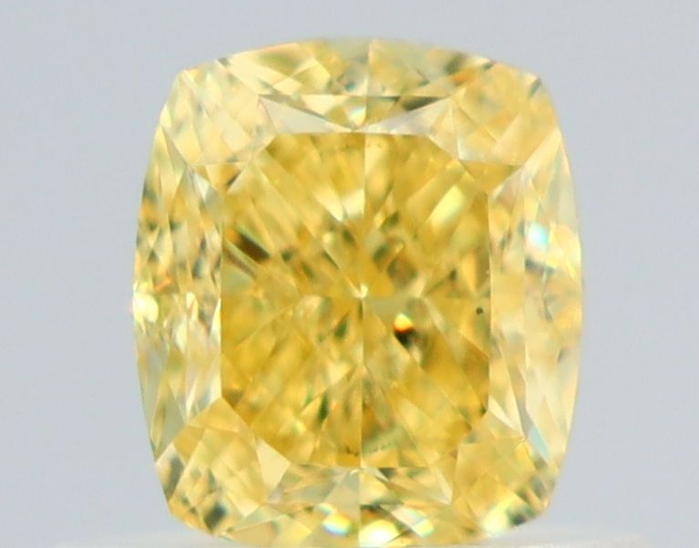 0.66 Carat Cushion brilliant Diamond Fancy Intense Yellow VVS2