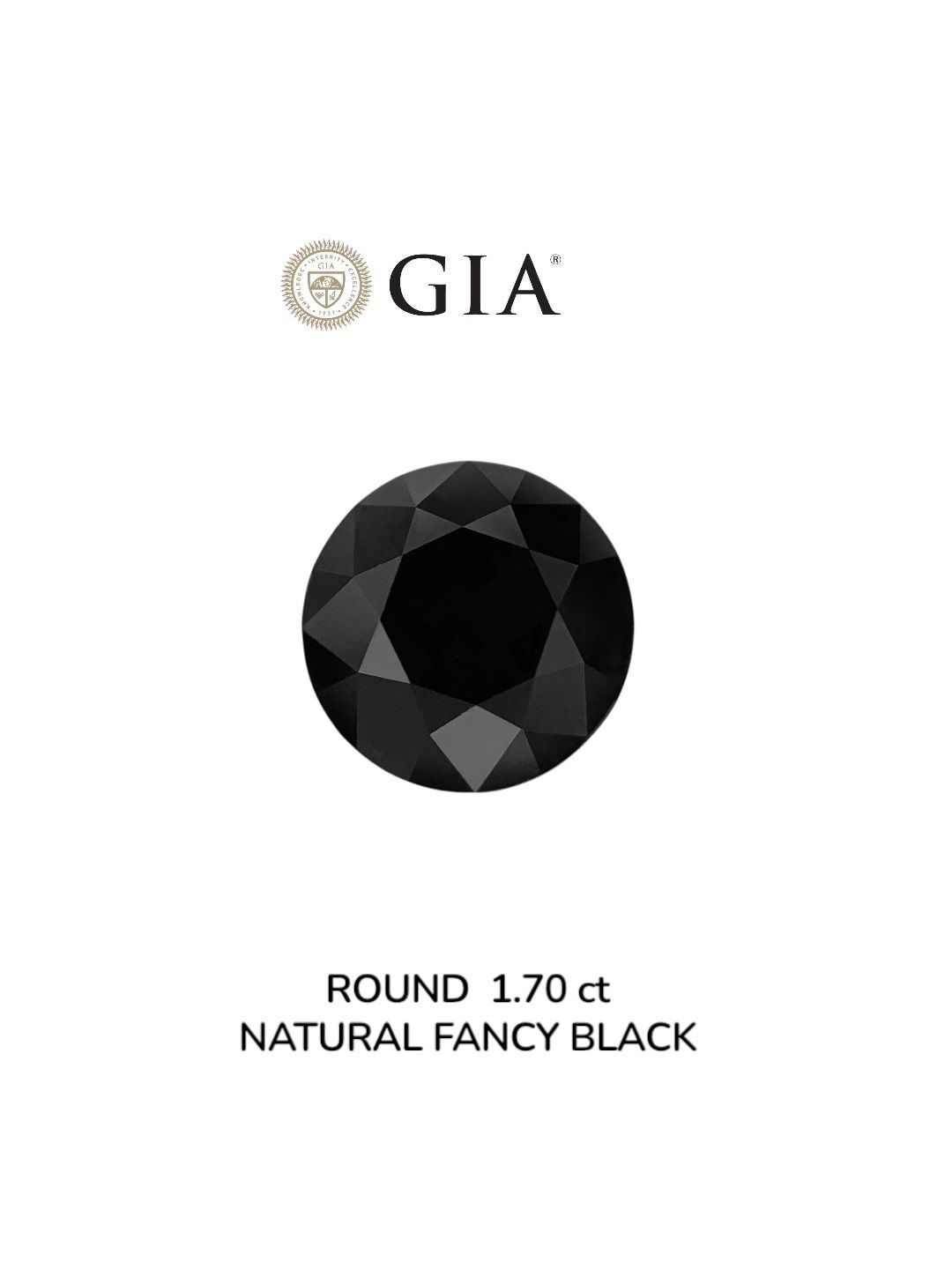 1.7 Carat Round Diamond Fancy Black VVS2