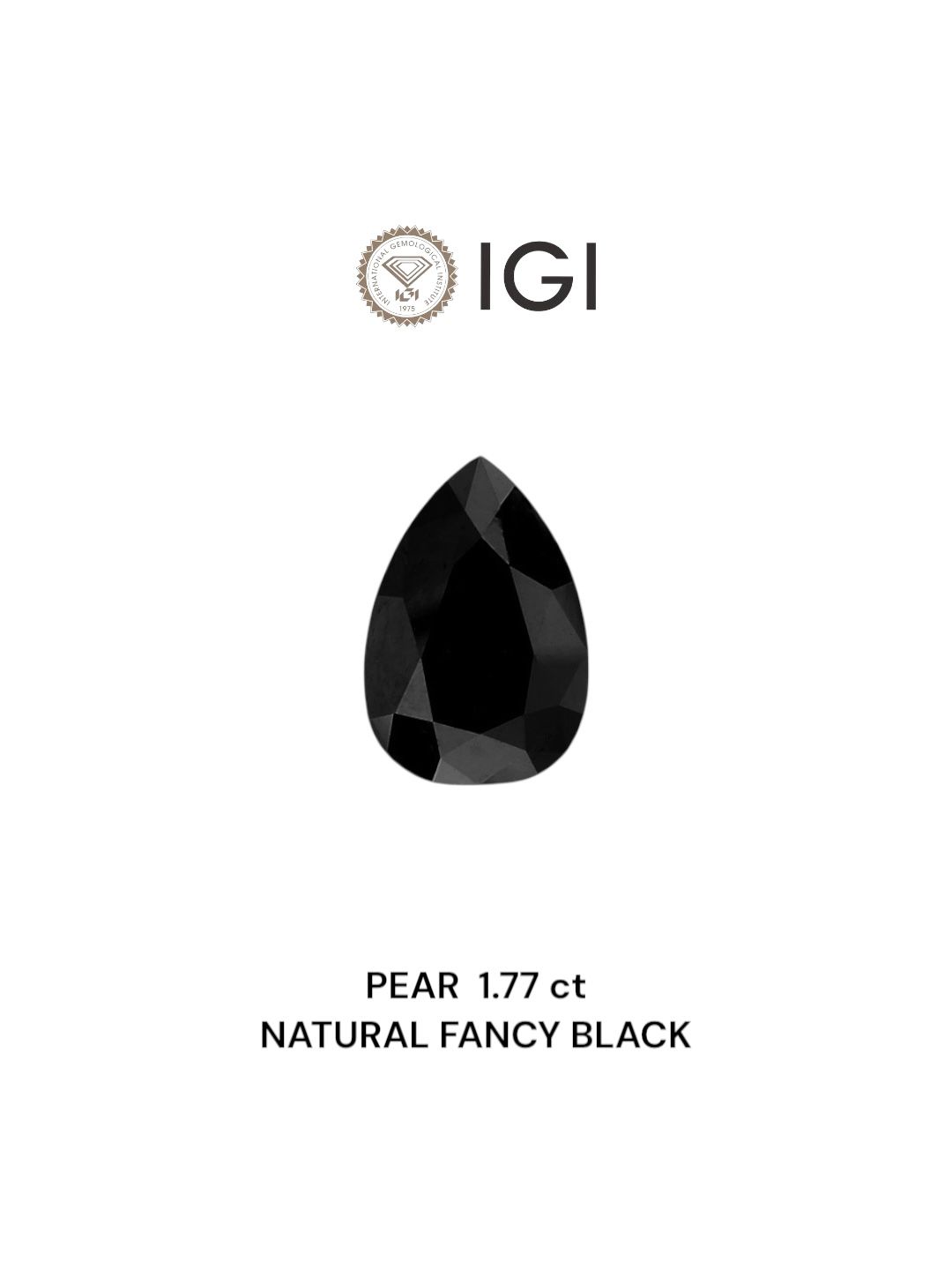 1.77 Carat Pear Diamond Fancy Black 