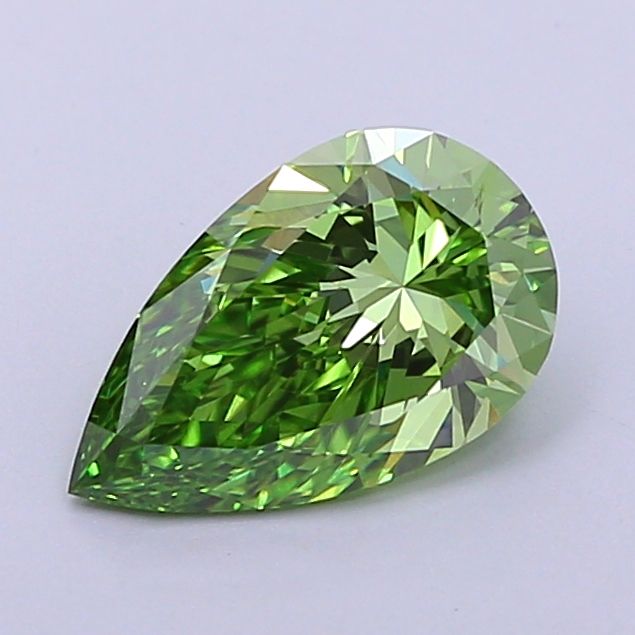 1.04 carat fancy vivid green VVS2 EX Cut IGI pear diamond