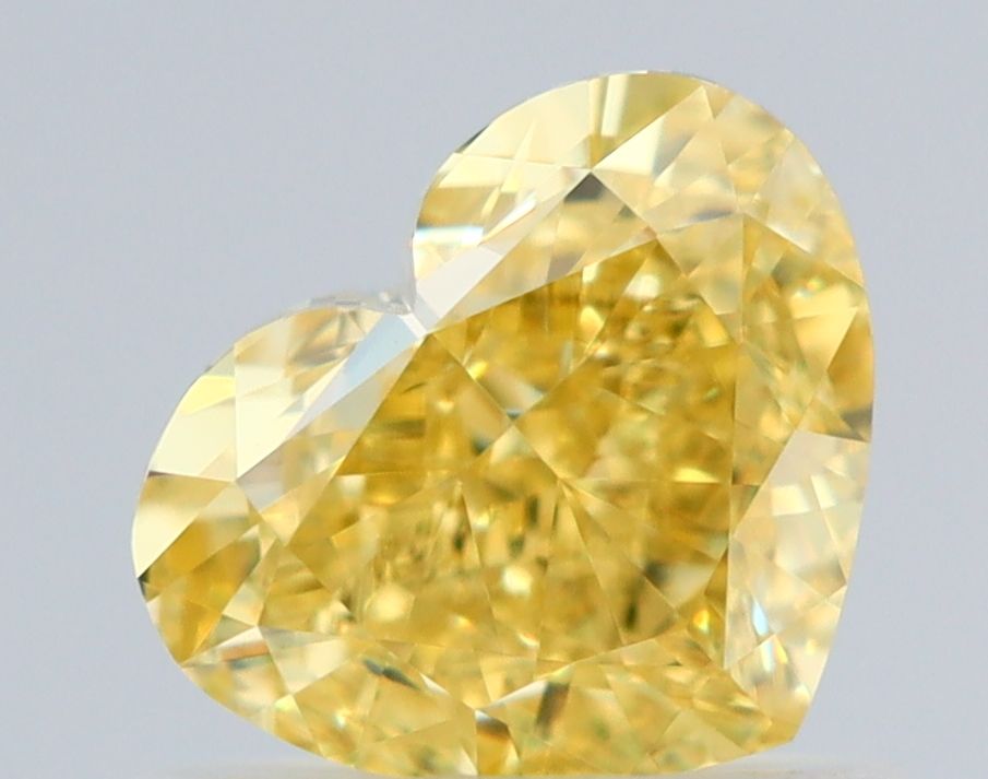 0.88 Carat Heart Diamond Fancy Intense Yellow VVS2