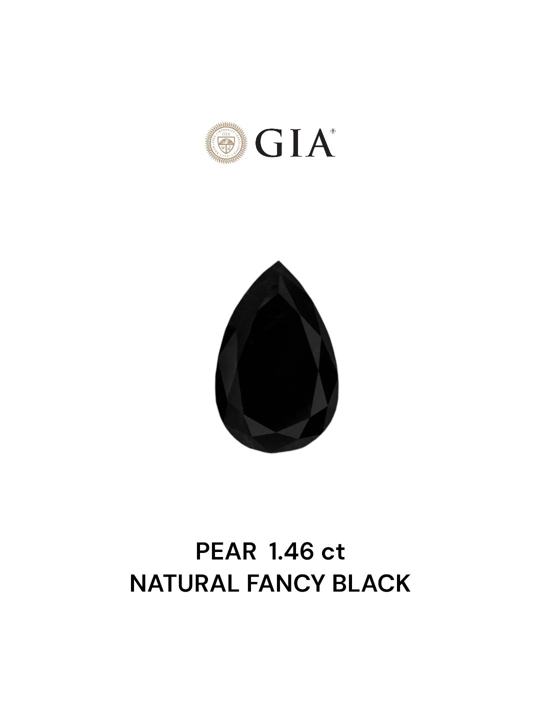 1.46 Carat Pear Diamond Fancy Black VVS2