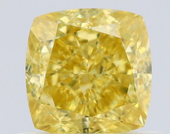 0.78 Carat Cushion brilliant Diamond Fancy Intense Yellow VVS1