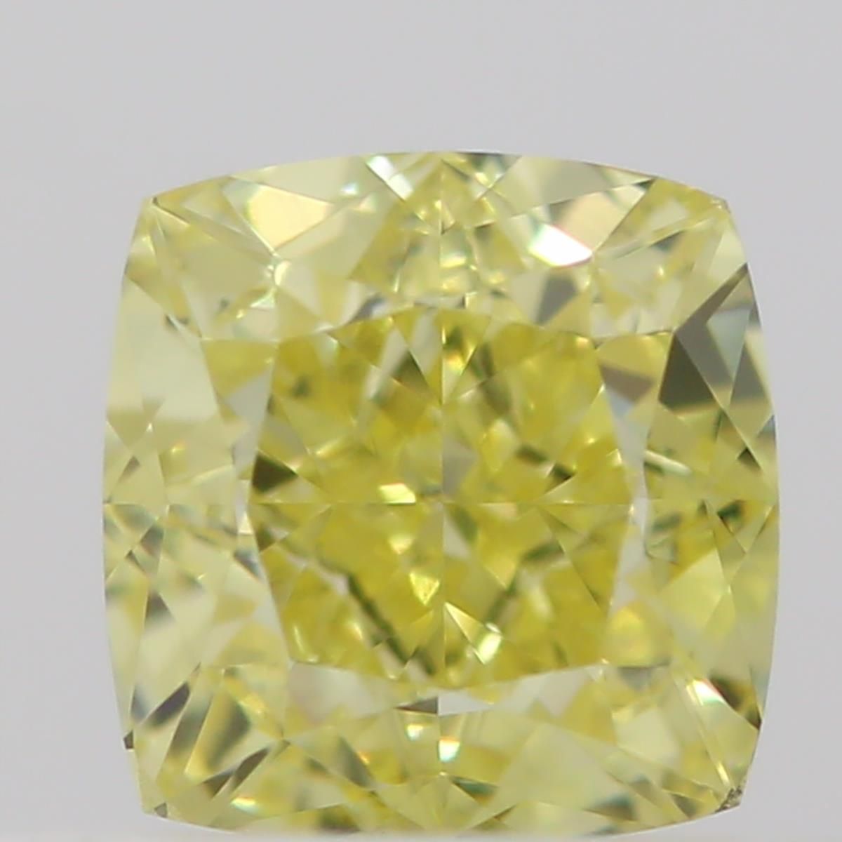 0.45 Carat Cushion brilliant Diamond Fancy Intense  Yellow VVS2