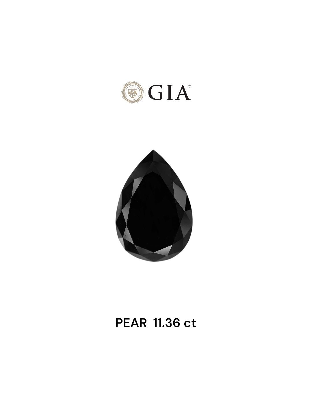 11.36 Carat Pear Diamond Fancy Black VVS2