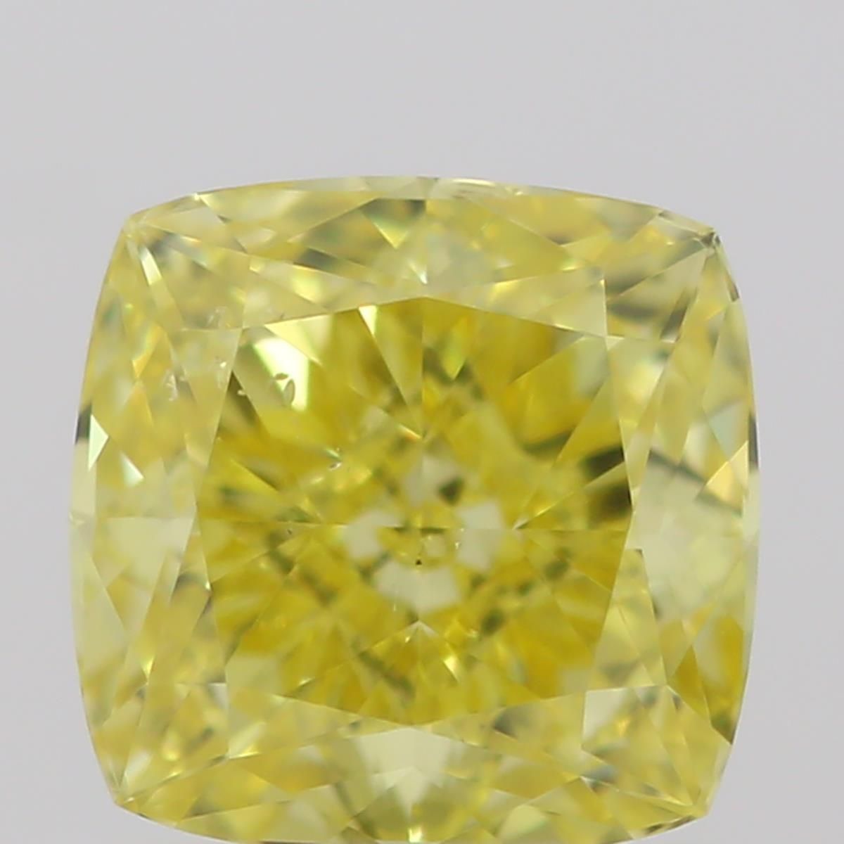 0.45 Carat Cushion brilliant Diamond Fancy Vivid  Yellow SI1