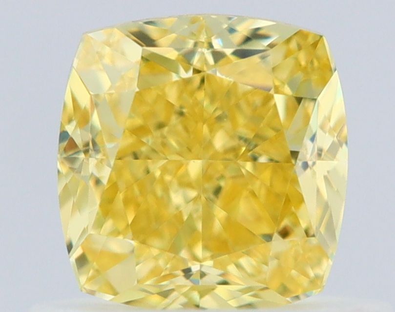 0.73 Carat Cushion brilliant Diamond Fancy Intense Yellow IF