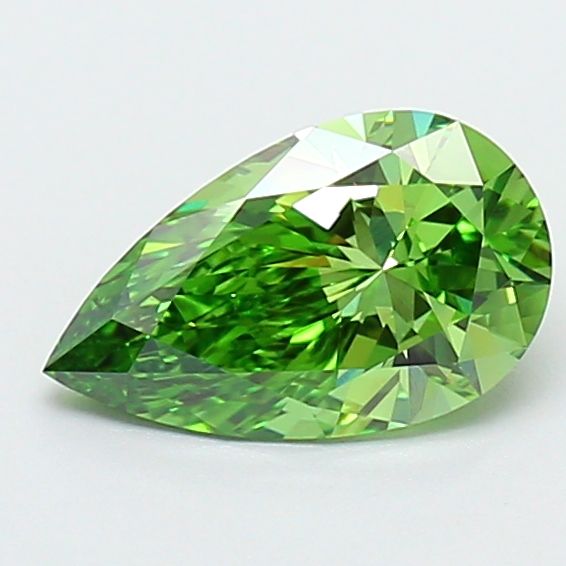 1.02 carat fancy vivid green VVS2 EX Cut IGI pear diamond
