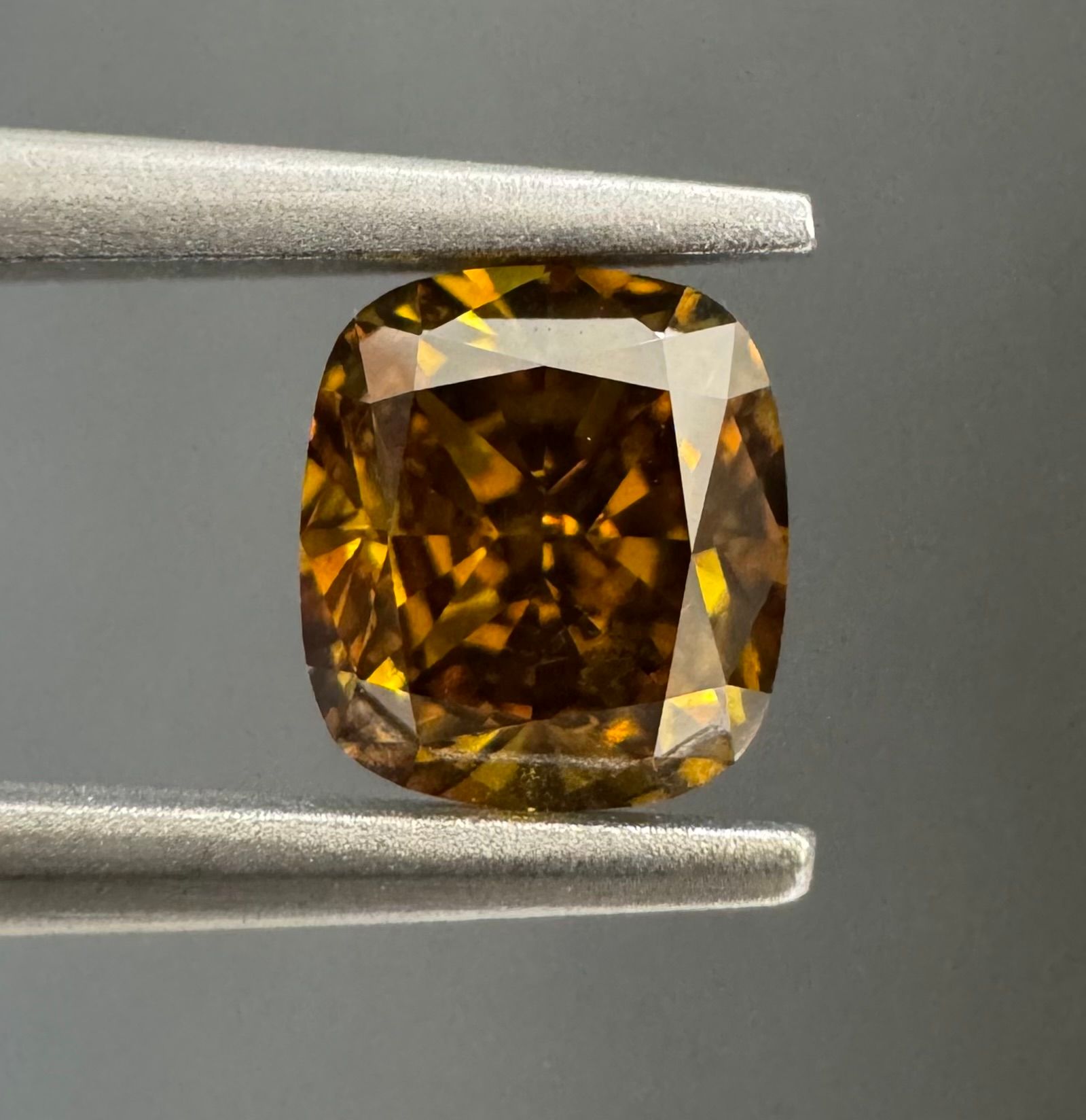 0.7 Carat Cushion modified Diamond Fancy Deep Brown Yellow SI1