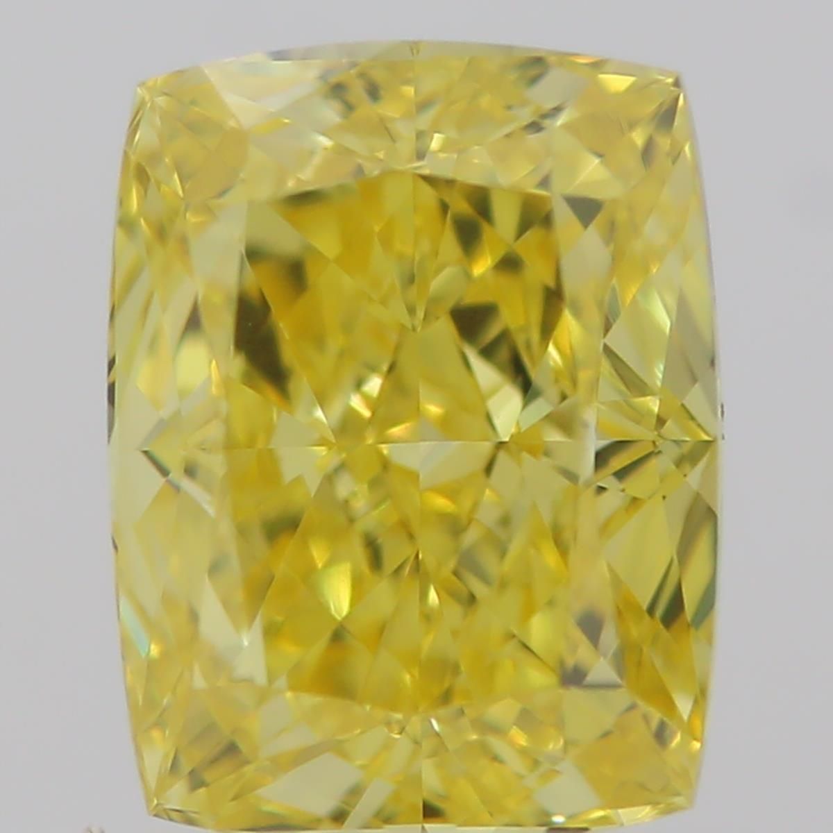 0.72 Carat Cushion brilliant Diamond Fancy Vivid  Yellow VVS2