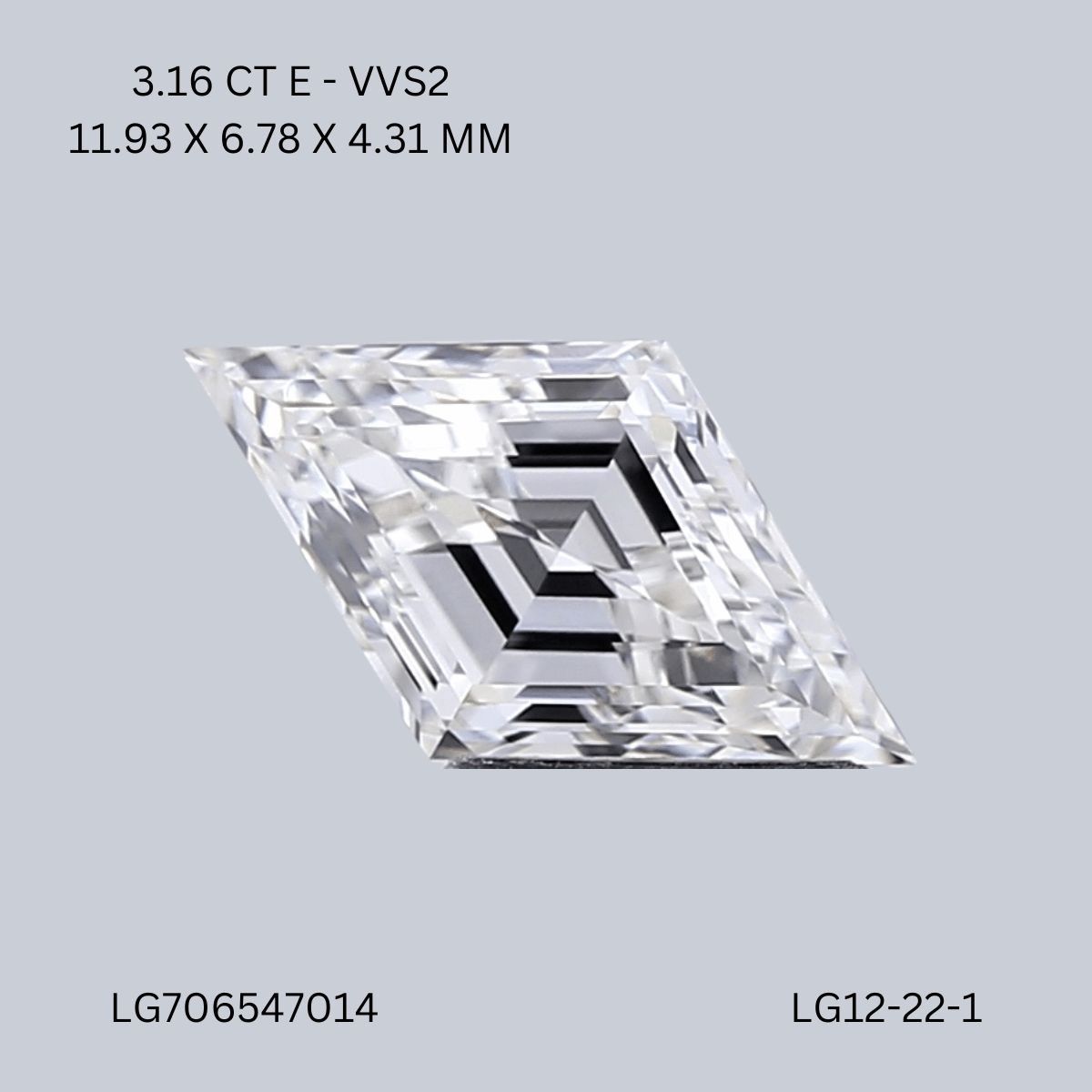 1.58 ct lab-grown Lozenge Diamond