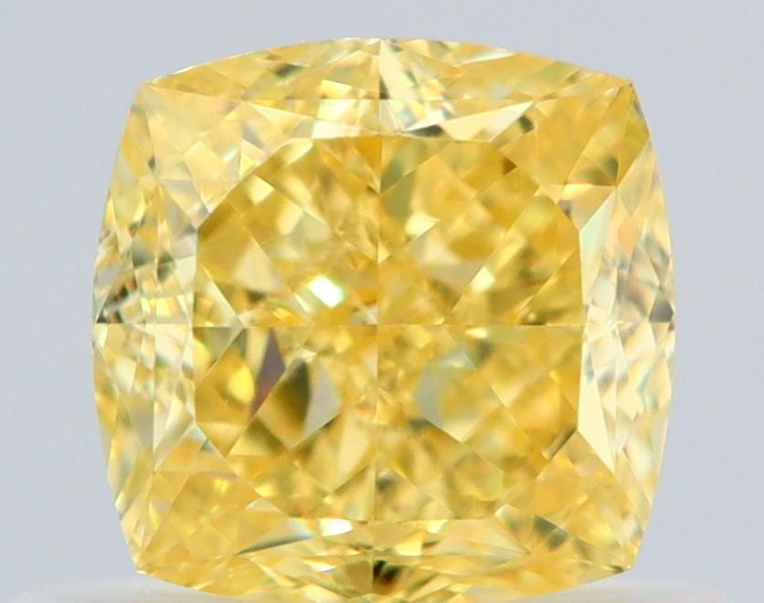 0.7 Carat Cushion brilliant Diamond Fancy Intense Yellow VS2
