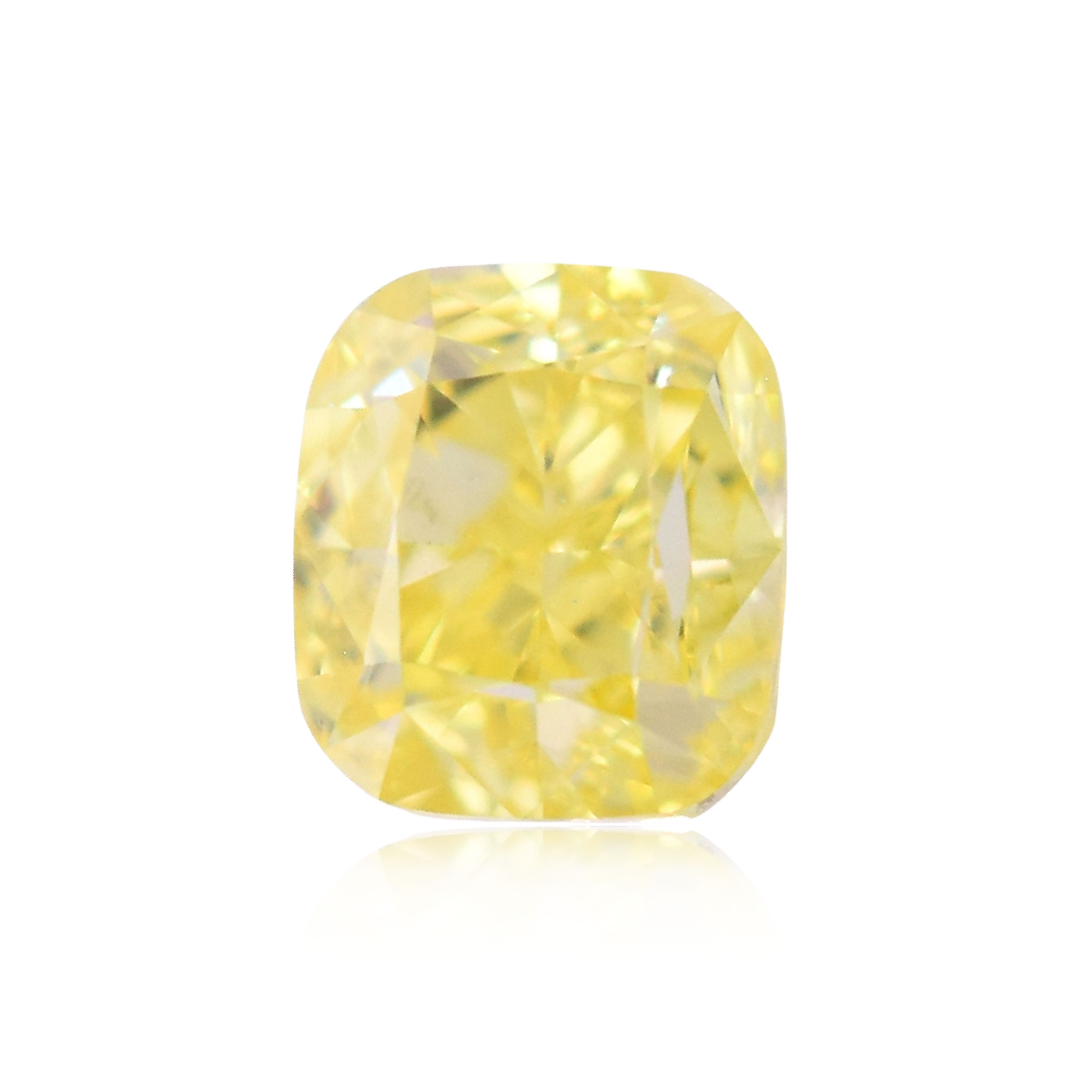 0.48 Carat Cushion brilliant Diamond Fancy Vivid  Yellow VS2