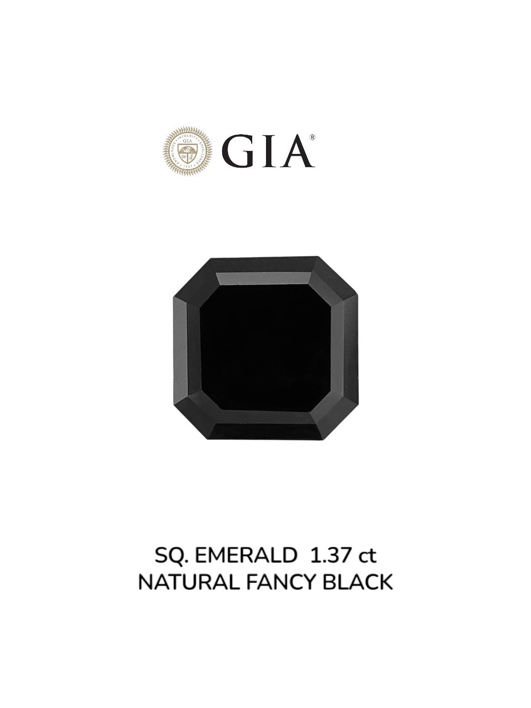 1.37 Carat Square emerald Diamond Fancy Black VVS2