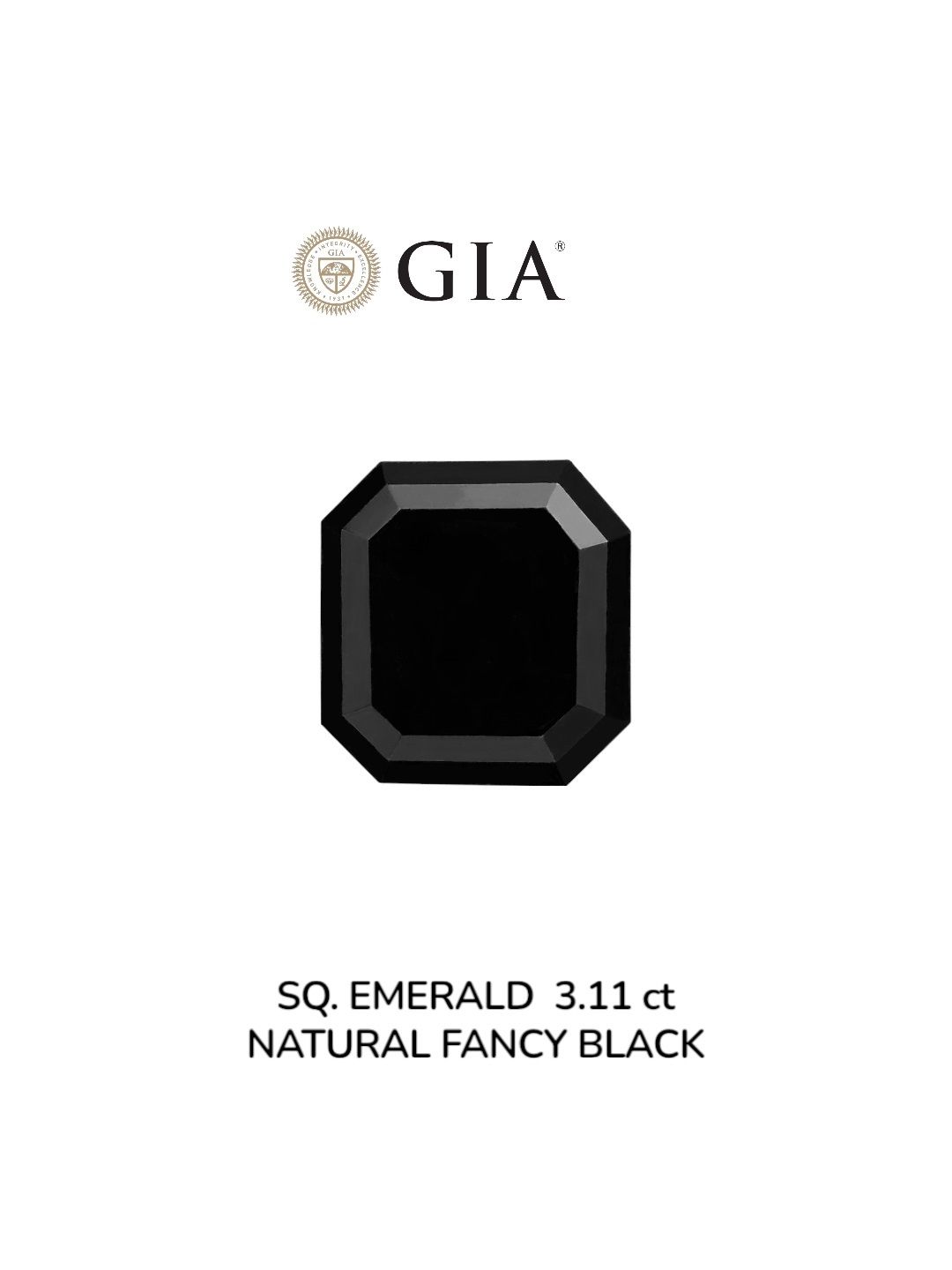 3.11 Carat Square emerald Diamond Fancy Black VVS2
