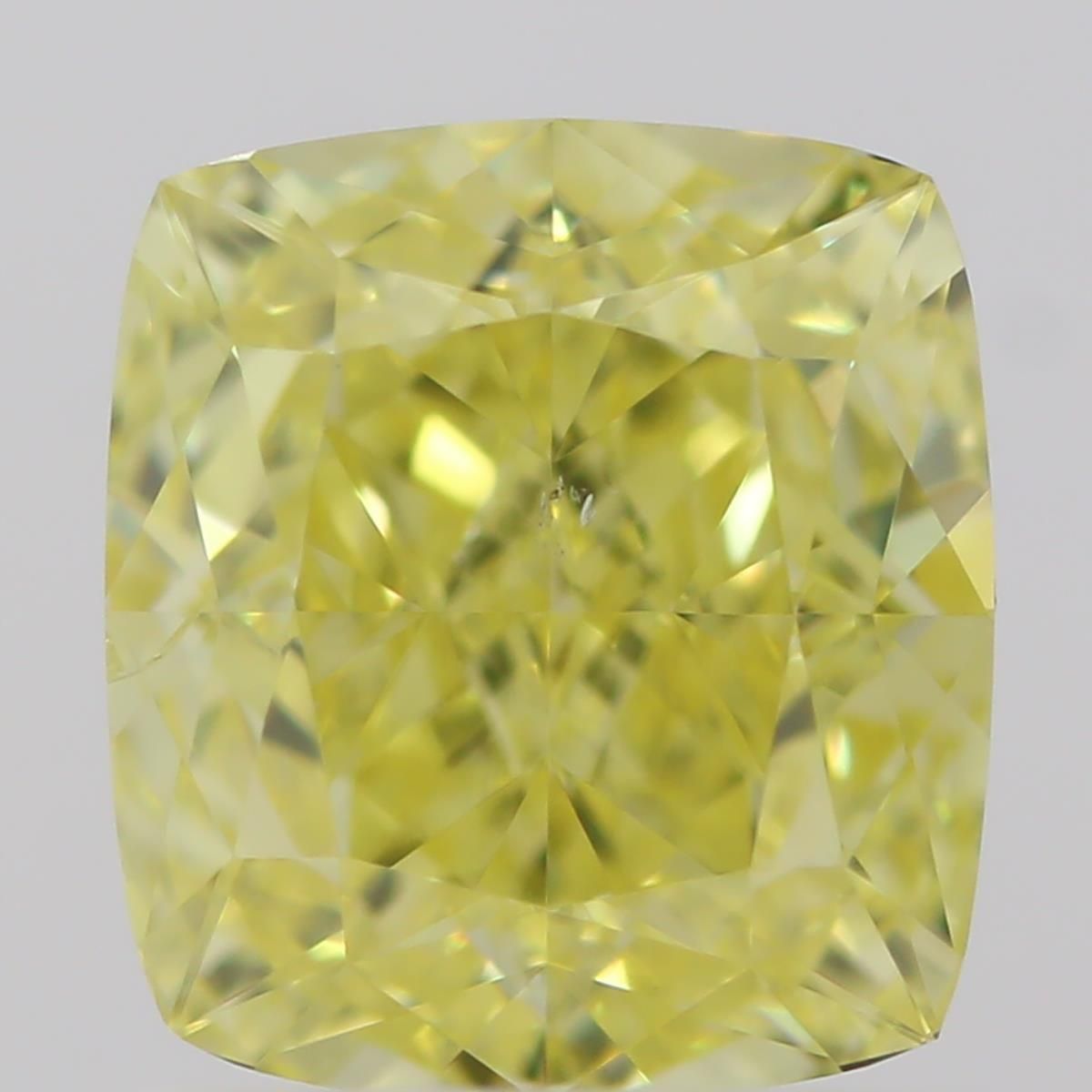 1 Carat Cushion brilliant Diamond Fancy Intense  Yellow SI2