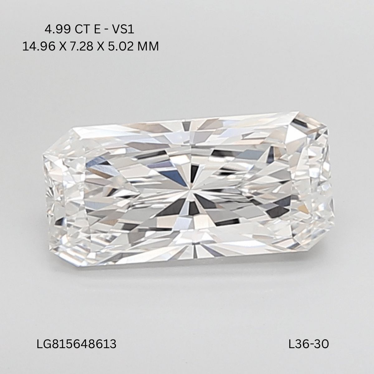 4.99 ct. radiant Lab Grown Diamond front image