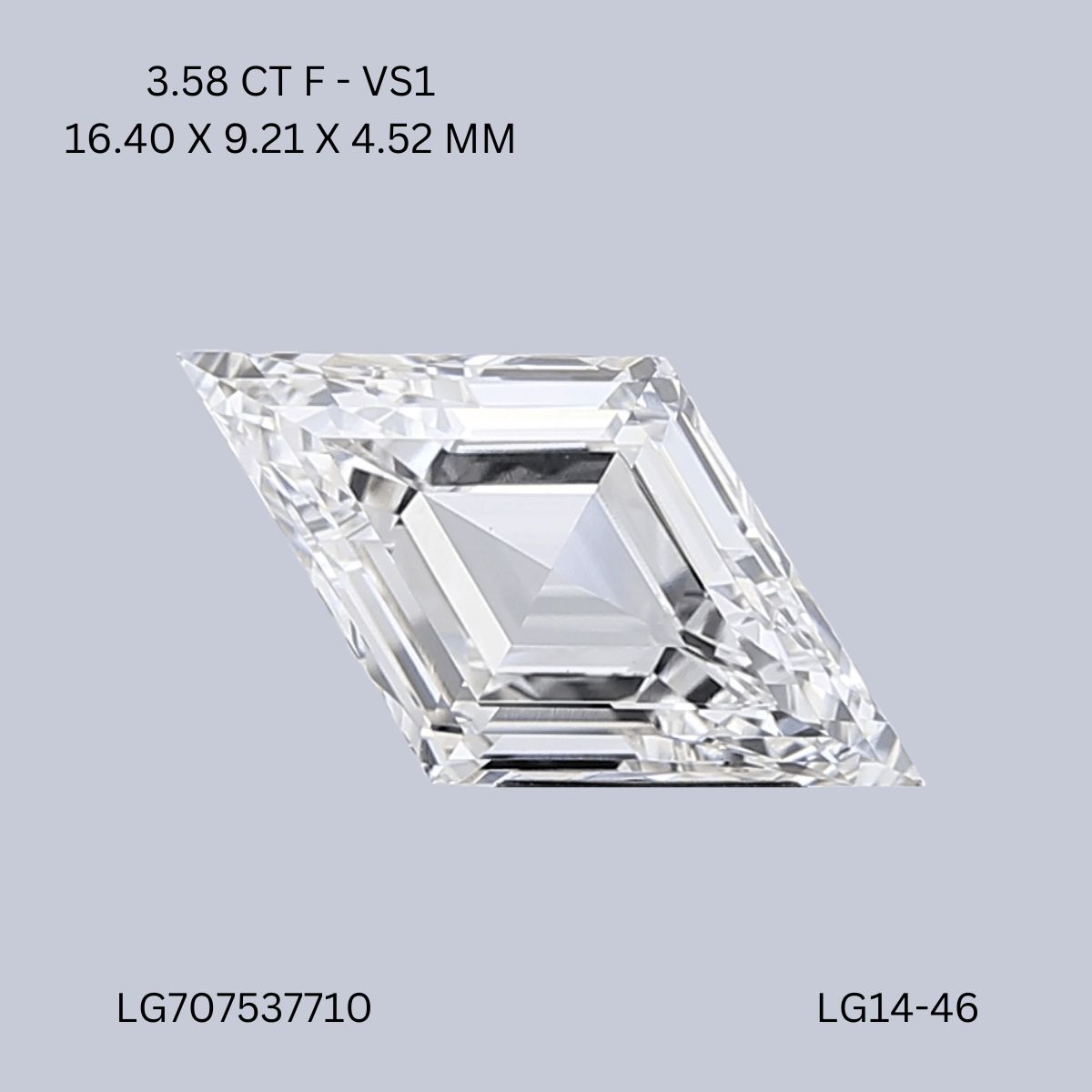 3.58 ct lab-grown Lozenge Diamond