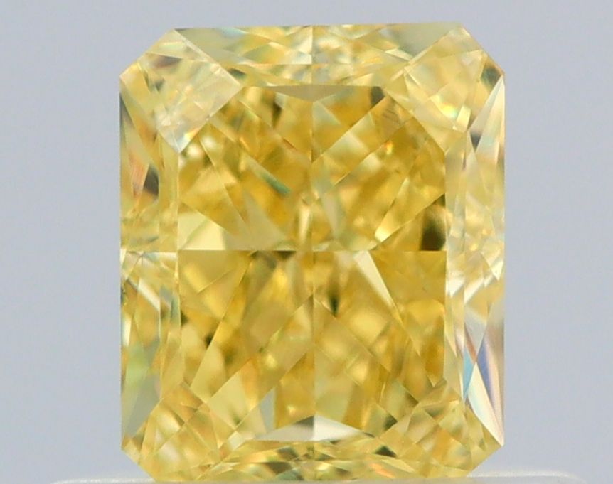 0.59 Carat Radiant Diamond Fancy Intense Yellow VVS2