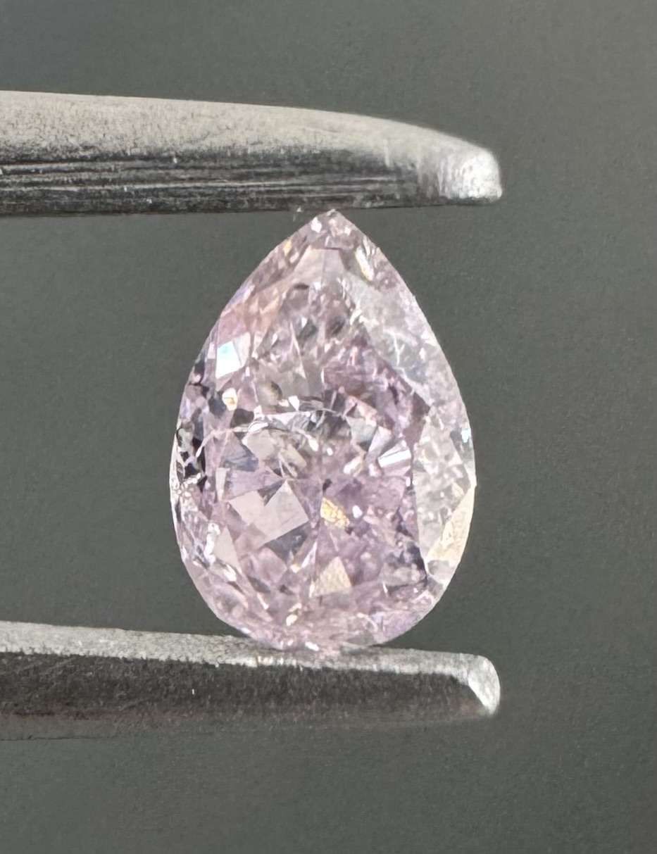 0.13 Carat Pear Diamond Fancy Purple Pink 