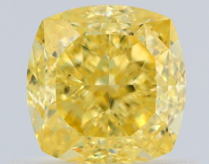 0.8 Carat Cushion brilliant Diamond Fancy Intense Yellow VS1