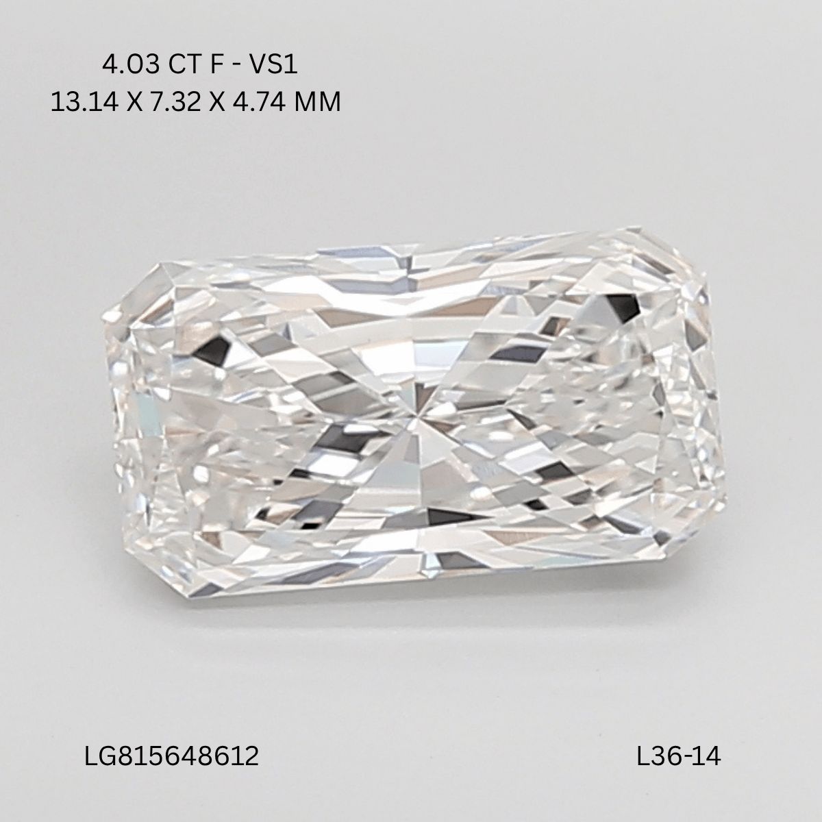 4.03 ct. radiant Lab Grown Diamond front image