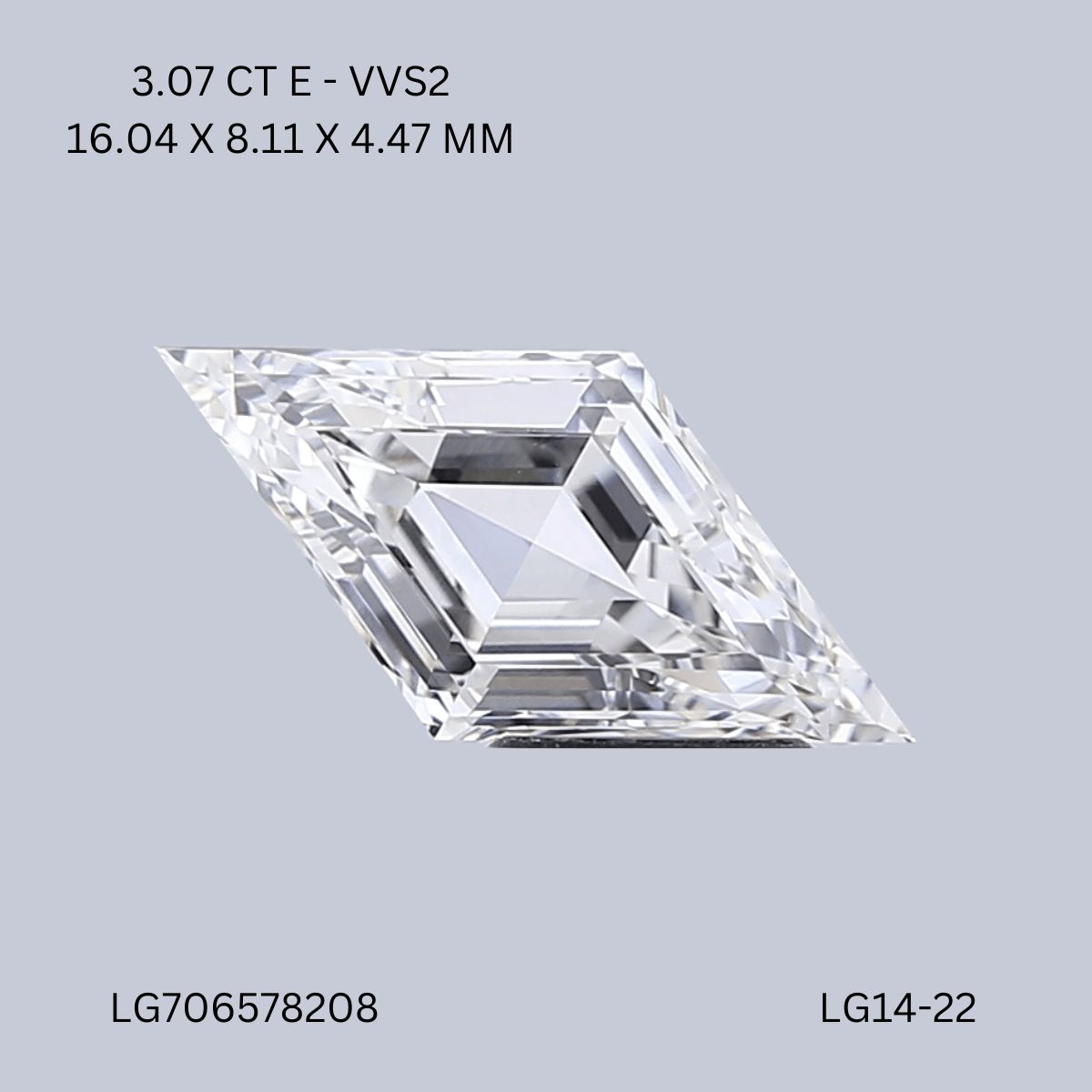 3.07 ct lab-grown Lozenge Diamond