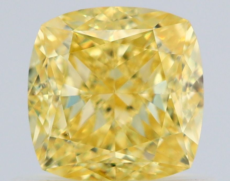 0.84 Carat Cushion brilliant Diamond Fancy Intense Yellow VVS1