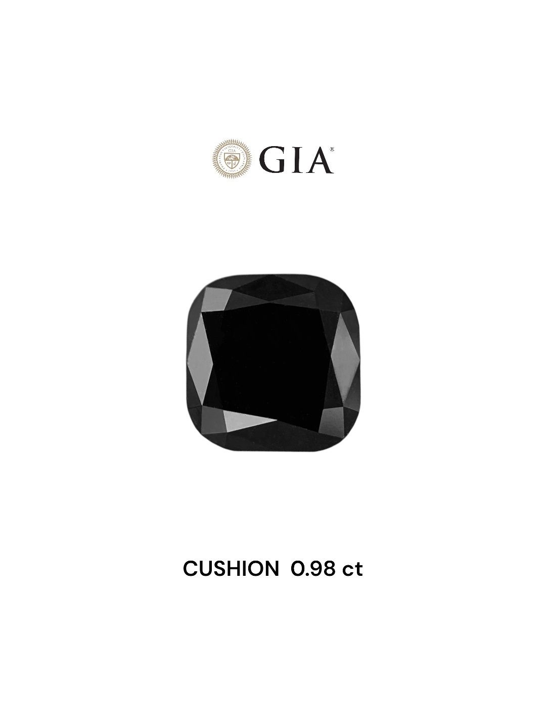 0.98 Carat Cushion brilliant Diamond Fancy Black VVS2