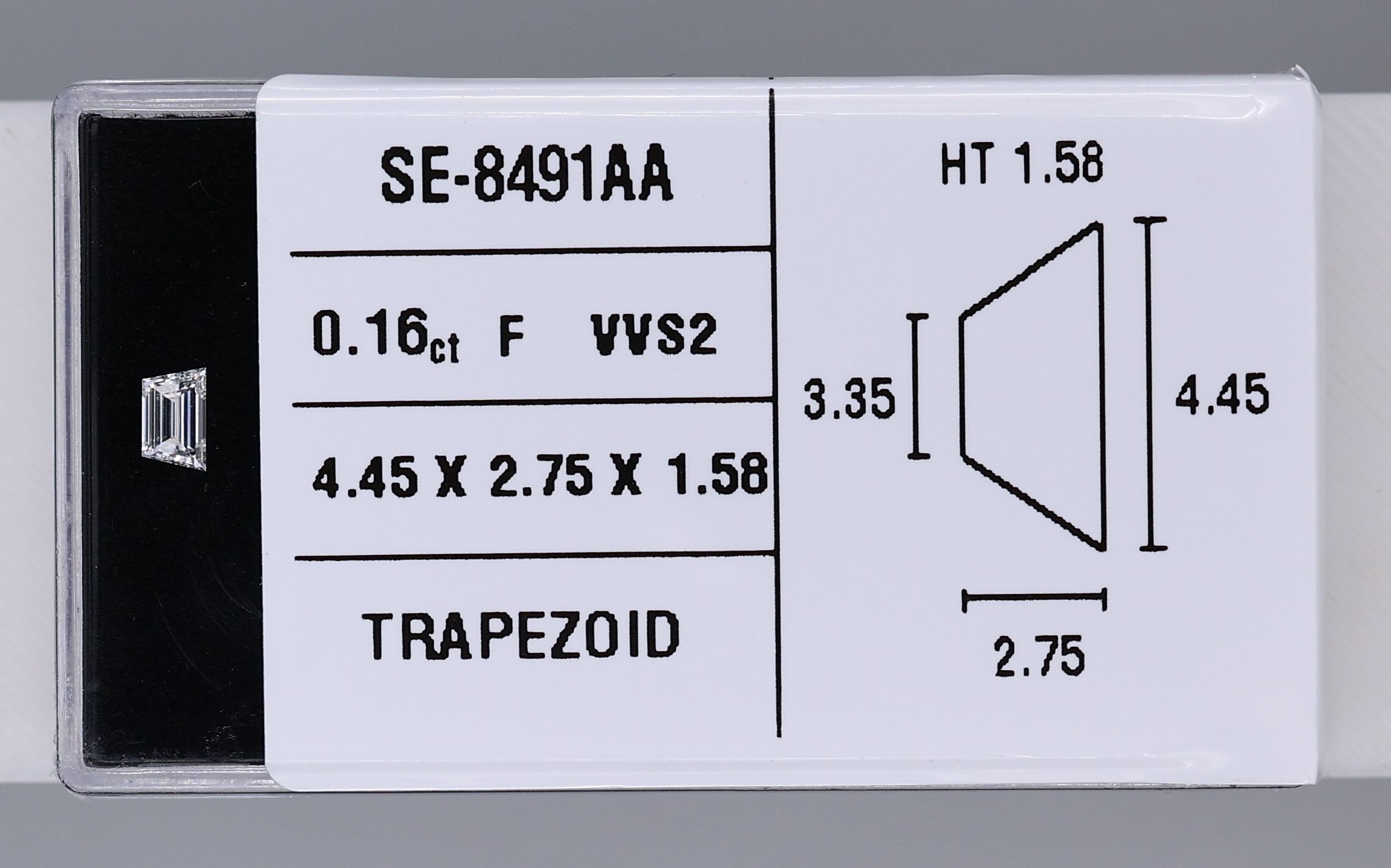 0.16ct Trapezoid F VVS2