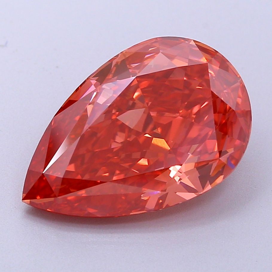 5.34 carat fancy vivid red VS2 EX Cut IGI pear diamond