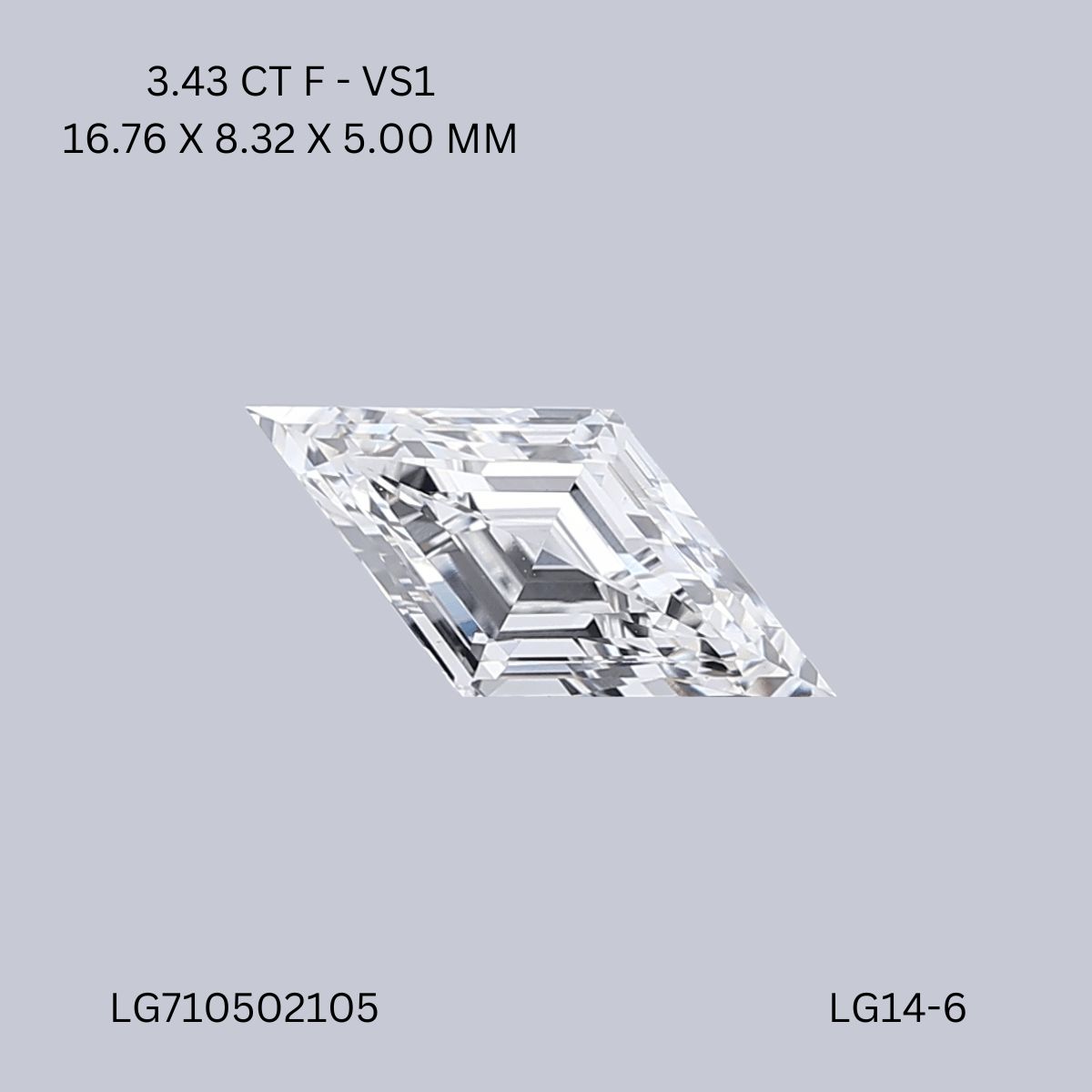 3.43 ct lab-grown Lozenge Diamond